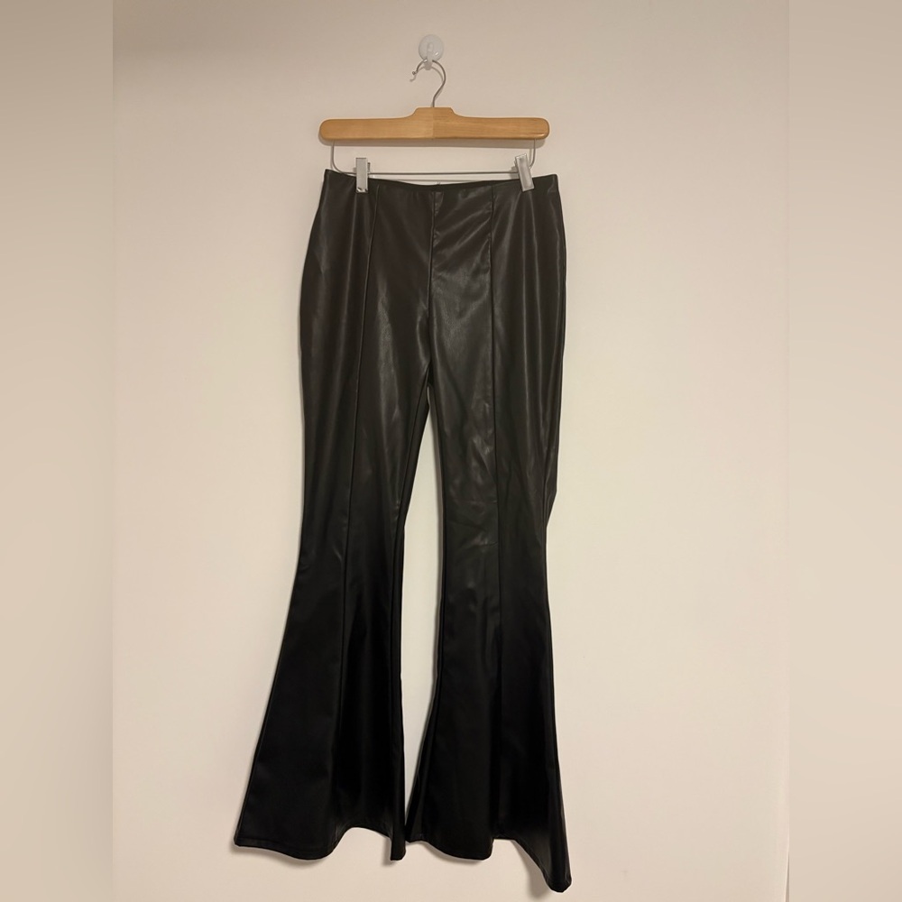 Faux Leather Bell Bottom Pants - Picture 1 of 3